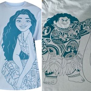 Moana Maui Graphic Tee with Short Sleeves, Womens Size XXS (00) Blue, Back Print
